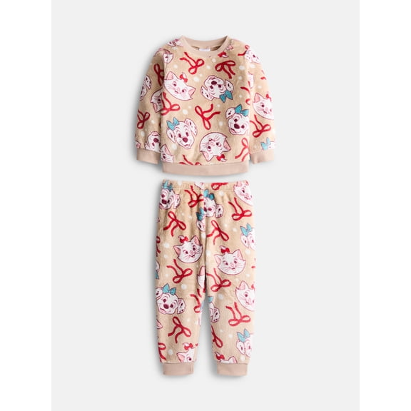 Disney Classics Toddler Girl Long Sleeve Cozy All Over Print Crewneck with Matching Jogger, Sizes 12M-5T