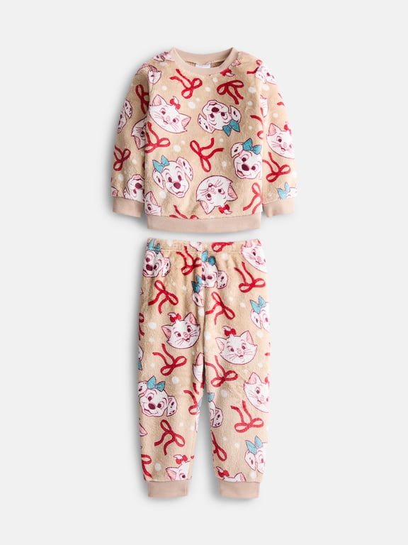 Classics Toddler Girl Long Sleeve Cozy All Over Print Crewneck with Matching Jogger, Sizes 12M-5T
