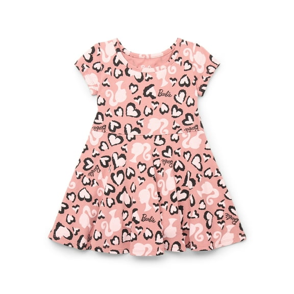 Barbie Toddler Girls Print Dress with Short Sleeves, Sizes 12M-5T