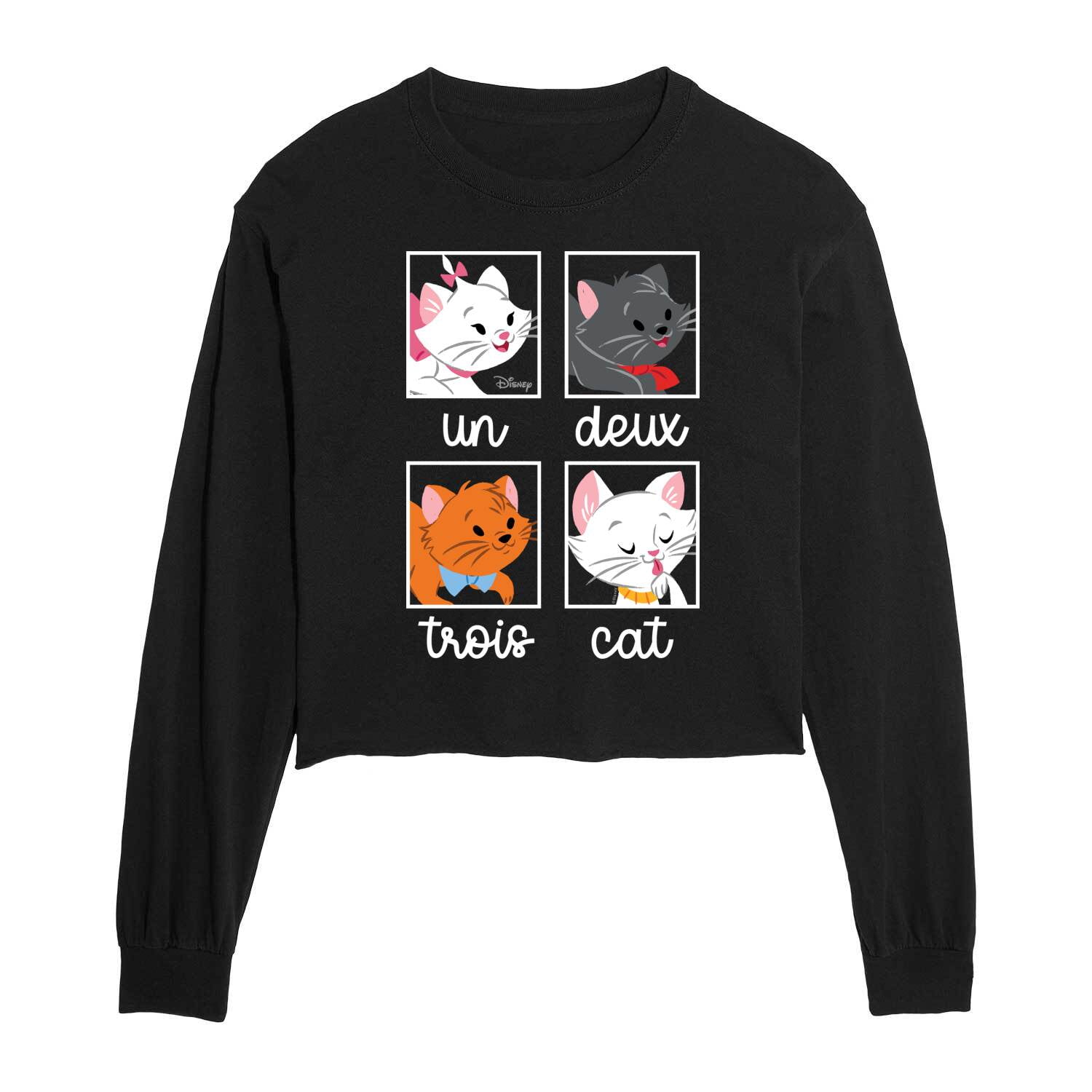 Disney Classics Un Deux Trois Cat Juniors Cropped Long Sleeve T