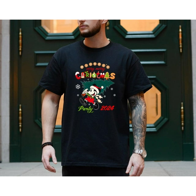 Disney Clic Mickey Mouse Very Merry Christmas Party 2024 Tee, Mickey