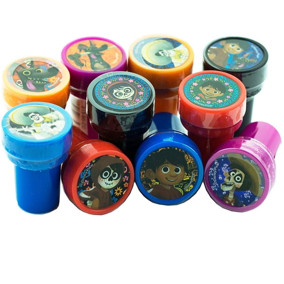 Disney Coco 10 Self inking Stampers Pencil Topper Party Favors 1.5"