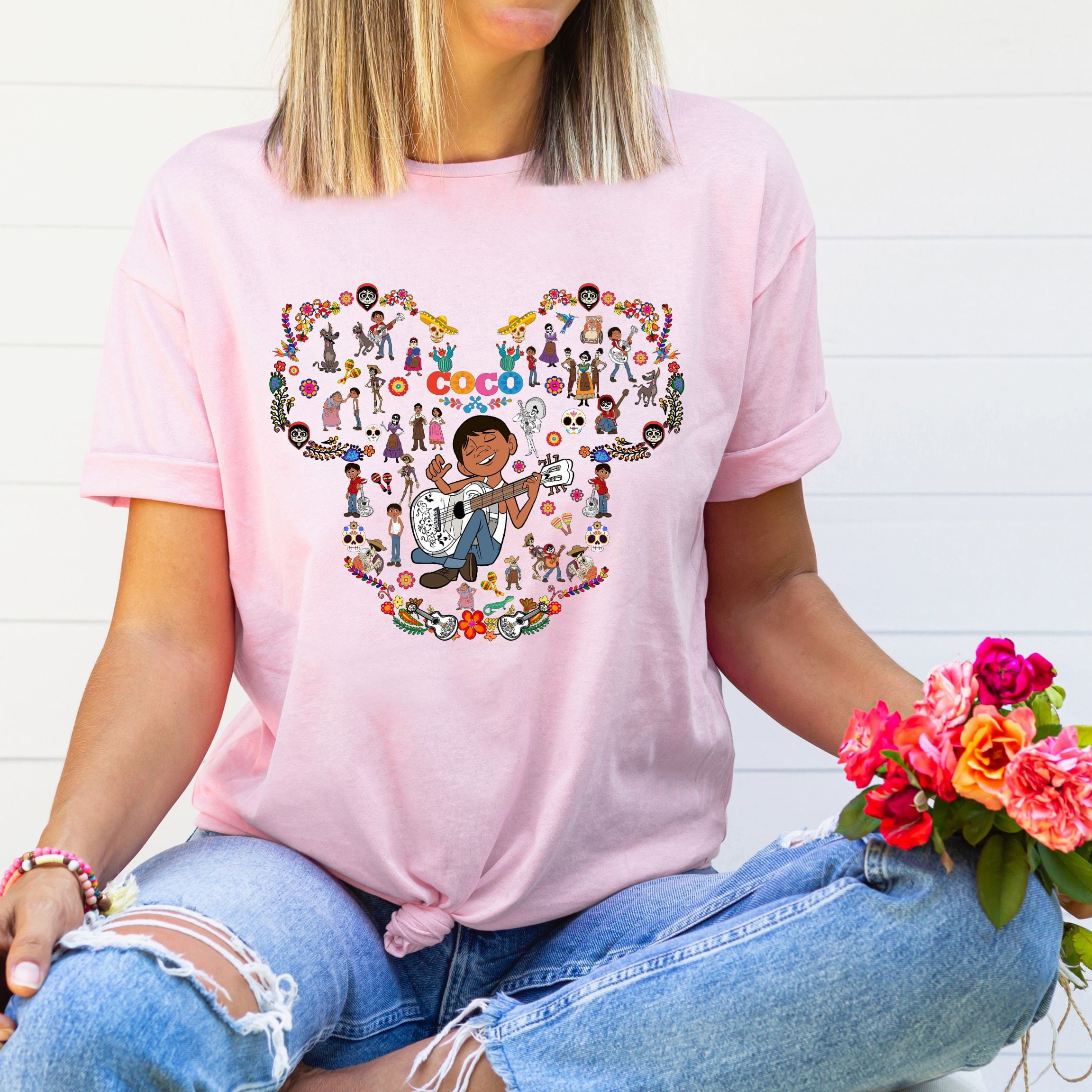 Disney Coco Mickey Ears Shirt, Disney Coco Characters Mickey Head Shirt ...