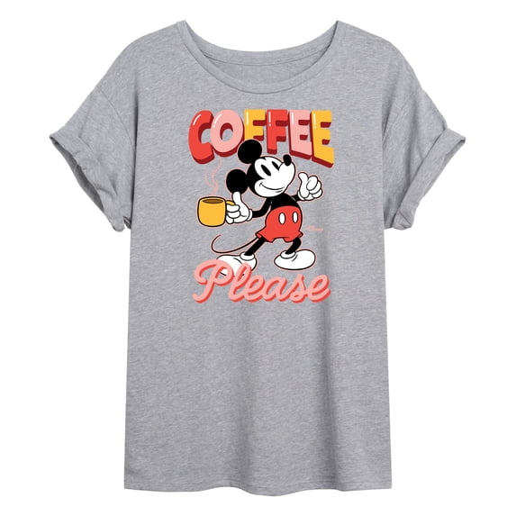 Disney - Coffee Please - Juniors Oversized Graphic T-Shirt