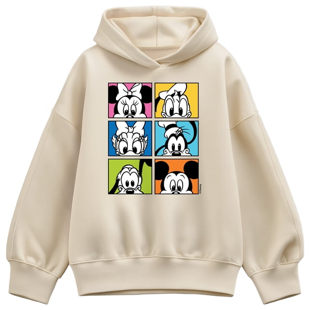 Disney - Colorful Character Squares - Women's Oversized Fleece Hoodie Sweatshirt