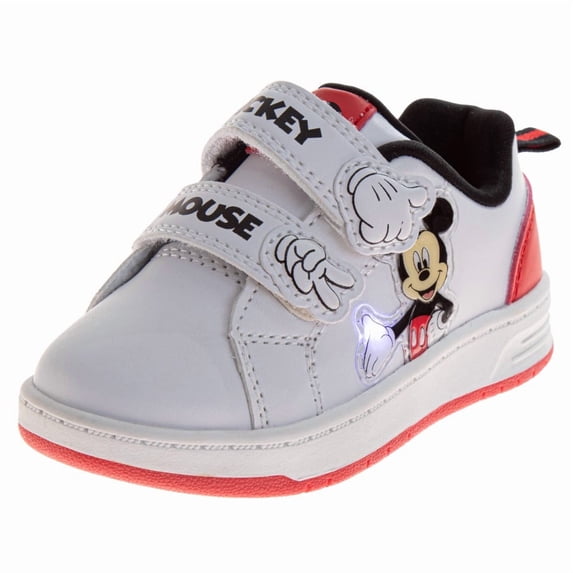 Disney Comfortable and Stylish Kids Mickey Mouse Sneakers (Little Kids Toddler), White Red, Size: 10