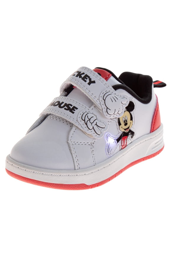 Comfortable and Stylish Kids Mickey Mouse Sneakers (Little Kids Toddler), White Red, Size: 9