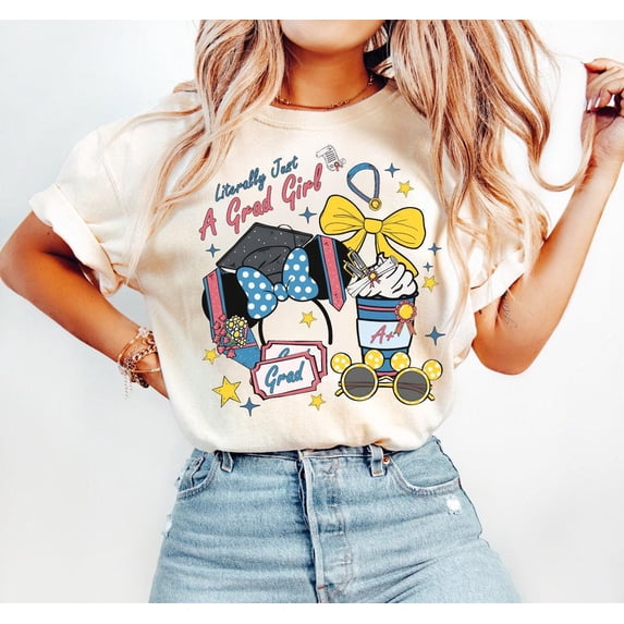 Disney Coquette Bow Literally Just a Girl Graduation T-Shirt ...