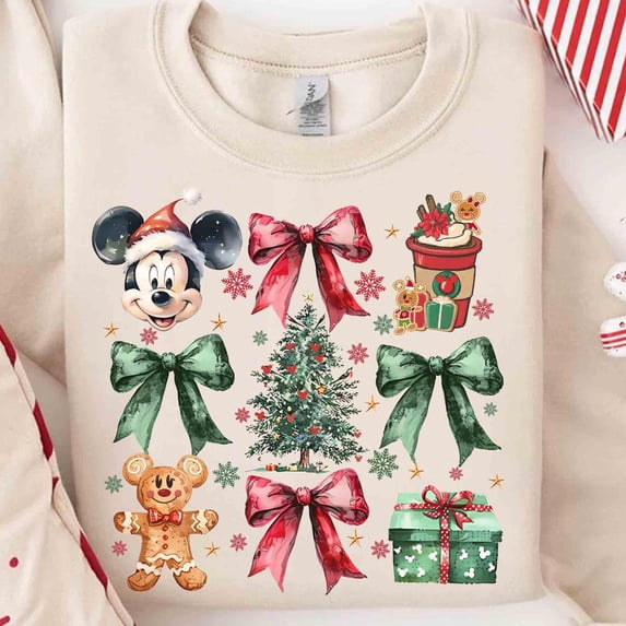 Disney Coquette Bows Gingerbread Christmas Tree Shirt Disneyland Family ...