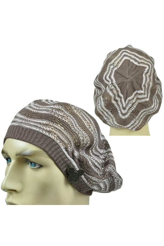 Couture World Land Thin Open Weave Slouchy Tami Beret Knit Beanie Hat
