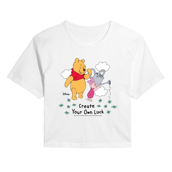Winnie The Pooh - Create Own Luck - Juniors Cropped Graphic T-Shirt