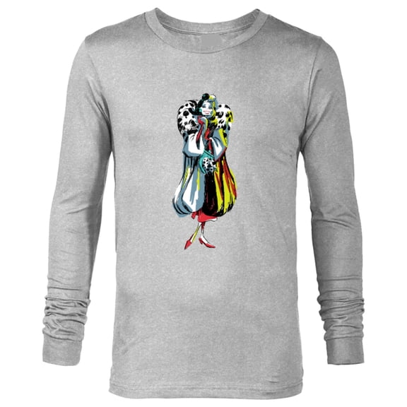 Disney Cruella De Vil Stylized T-Shirt - Long Sleeve T-Shirt for Men - Customized-Athletic Heather