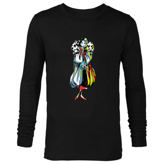 Disney Cruella De Vil Stylized T-Shirt - Long Sleeve T-Shirt for Men - Customized-Black