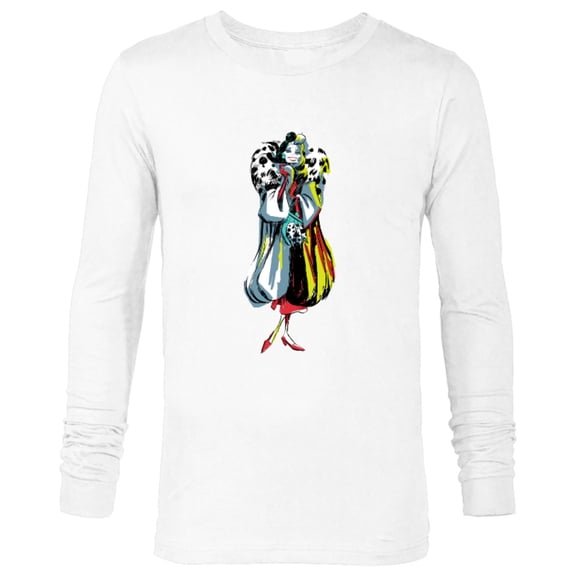 Disney Cruella De Vil Stylized T-Shirt - Long Sleeve T-Shirt for Men - Customized-White
