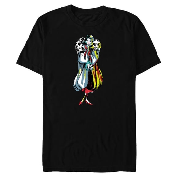 Disney Cruella De Vil Stylized T-Shirt- Short Sleeve Blended T-Shirt for Adults - Customized-Black