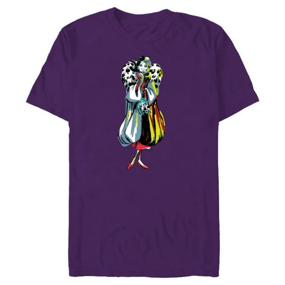 Disney Cruella De Vil Stylized T-Shirt- Short Sleeve Blended T-Shirt for Adults - Customized-Purple
