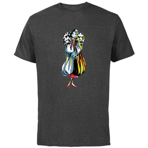 Disney Cruella De Vil Stylized T-Shirt - Short Sleeve Cotton T-Shirt for Adults - Customized-Charcoal