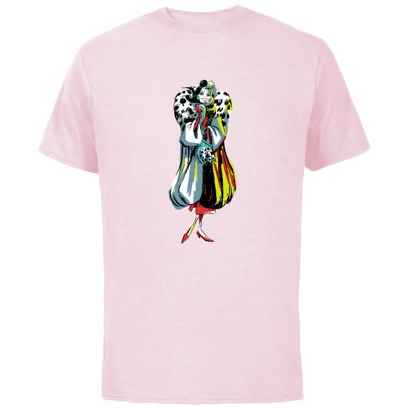 Disney Cruella De Vil Stylized T-Shirt - Short Sleeve Cotton T-Shirt for Adults - Customized-Soft Pink