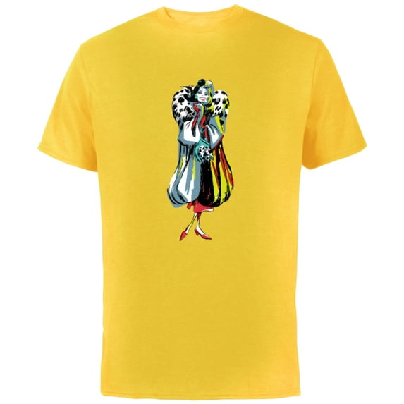 Disney Cruella De Vil Stylized T-Shirt - Short Sleeve Cotton T-Shirt for Adults - Customized-Yellow