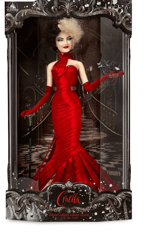open lace back dress 2021 Cruella Red Dress Cosplay Cruella de Vil Emma Stone Costumes Outfit, Female / S / Full Set + Wigs main image 1