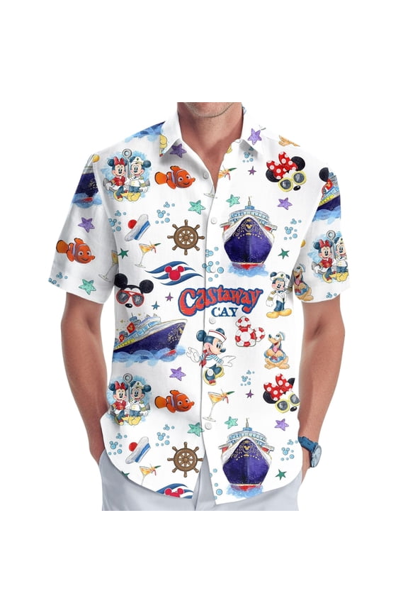 Disney Cruise Button Shirt, Disney Castaway Cay Hawaiian Shirt, Mickey Minnie Friends Summer Shirt, Disney World Gift, Disneyland Shirt