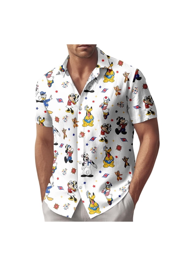 Disney Cruise Line 2026 Hawaiian Shirt, Mickey Minnie Donald Goofy Button Shirt, Summer Vacation Beach Short, Let's Cruise Shirt