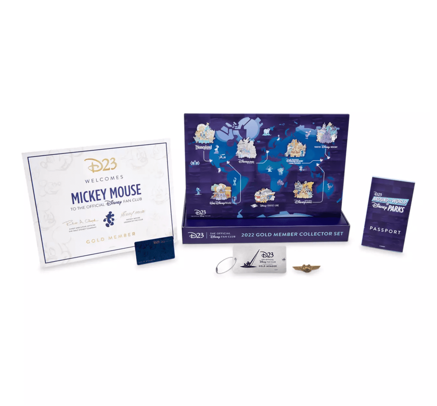 Disney D23 Exclusive Gold Member Collector Mickey Parks Pin Set