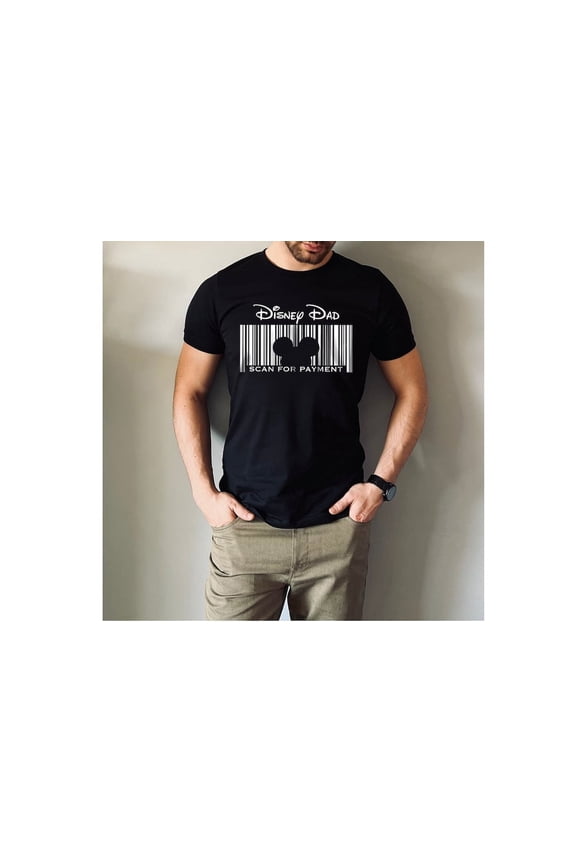 Disney Dad T-Shirt, Scan For Payment Shirt, Disney Family Vacation, Father's Day,Black color,size XL