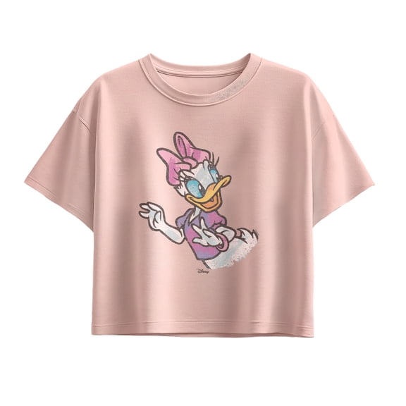 Disney - Daisy Color Sketch - Youth Girl Short Sleeve Boxy Tee
