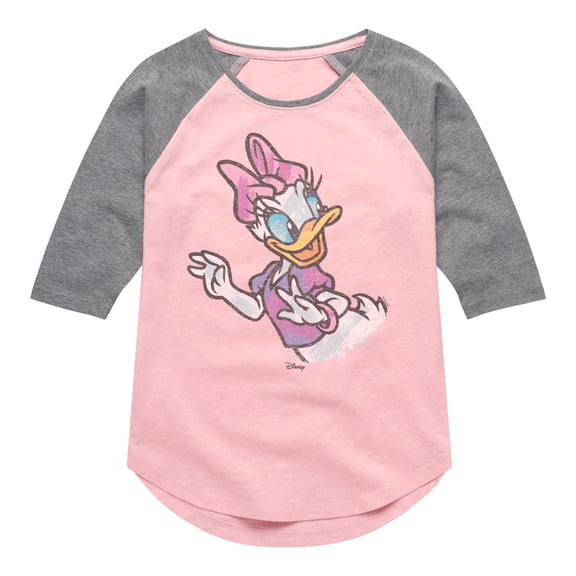 Disney - Daisy Color Sketch - Youth Girls Shirt Tail Raglan T-Shirt