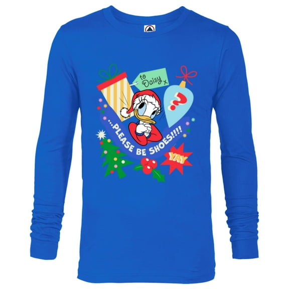 Disney Daisy Duck Christmas Holiday Please Be Shoes - Long Sleeve T-Shirt for Men - Customized-Navy