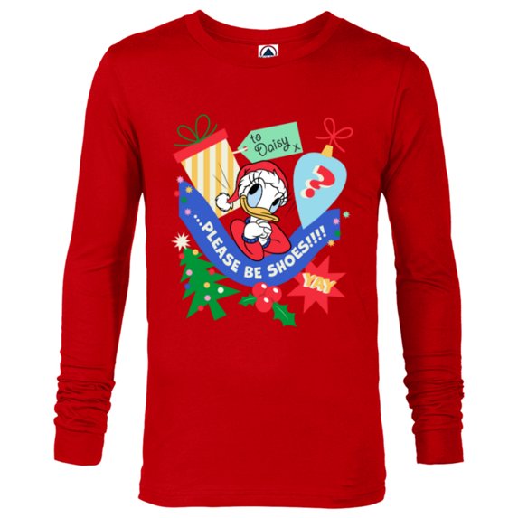 Disney Daisy Duck Christmas Holiday Please Be Shoes - Long Sleeve T-Shirt for Men - Customized-New Red