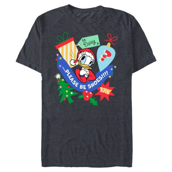 Disney Daisy Duck Christmas Holiday Please Be Shoes - Short Sleeve Blended T-Shirt for Adults - Customized-Navy Heather