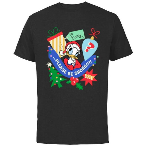 Disney Daisy Duck Christmas Holiday Please Be Shoes - Short Sleeve Cotton T-Shirt for Adults - Customized-Black