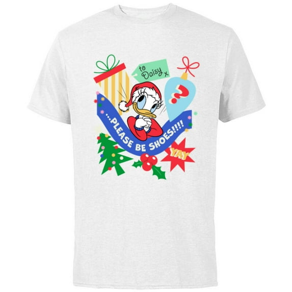 Disney Daisy Duck Christmas Holiday Please Be Shoes - Short Sleeve Cotton T-Shirt for Adults - Customized-White