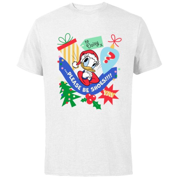Disney Daisy Duck Christmas Holiday Please Be Shoes - Short Sleeve Cotton T-Shirt for Adults - Customized-White