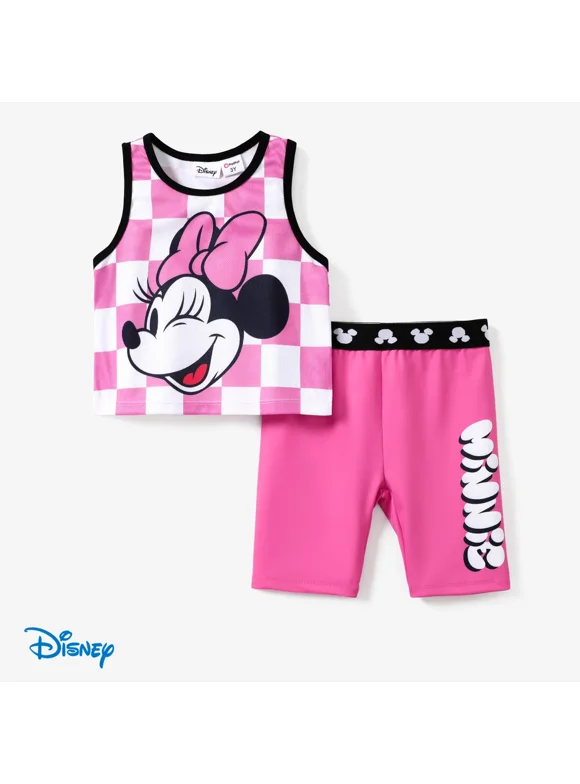 Disney Daisy Duck Girls Graphic Tee with Legging Pant Shorts 2 Pieces Grid Outfits Sporty Set Roseo Sizes 3-10T