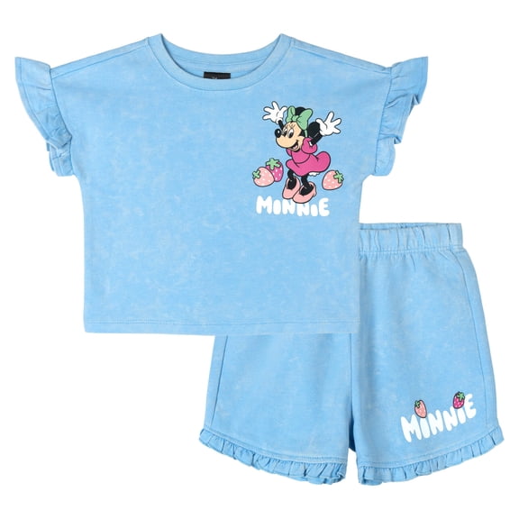 Disney Daisy Duck Minnie Mouse Figaro French Terry T-Shirt and Shorts Outfit Set Infant to Little Kid