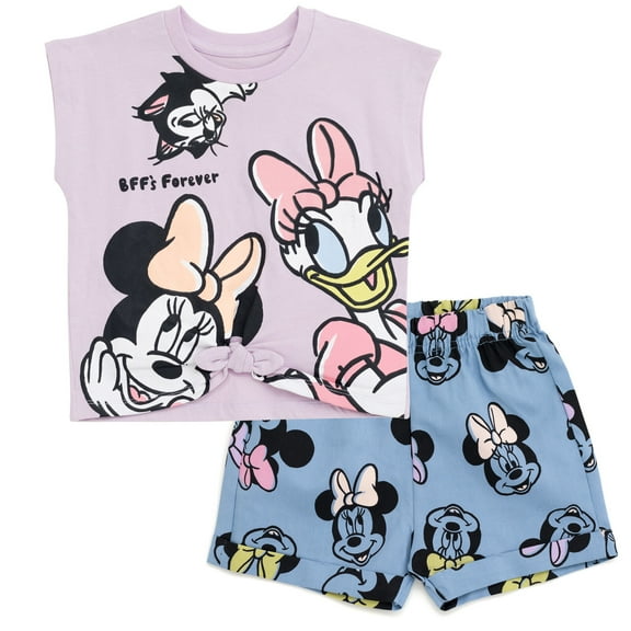 Disney Daisy Duck Minnie Mouse Figaro T-Shirt and Chambray Shorts Outfit Set Newborn to Toddler