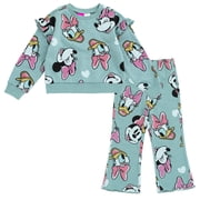 Disney Daisy Duck Minnie Mouse Fleece Pullover Sweatshirt and Ribbed Flare Leggings Outfit Set Toddler to Big Kid