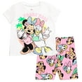 thumbnail image 1 of Disney Daisy Duck Minnie Mouse T-Shirt and Bike Shorts Outfit Set Toddler to Big Kid, 1 of 5