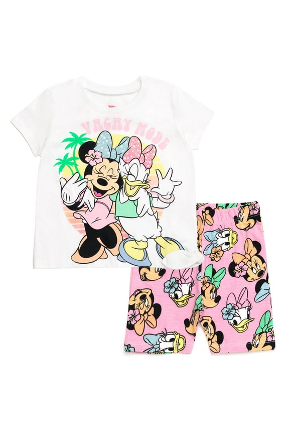 Daisy Duck Minnie Mouse T-Shirt and Bike Shorts Outfit Set Toddler to Big Kid