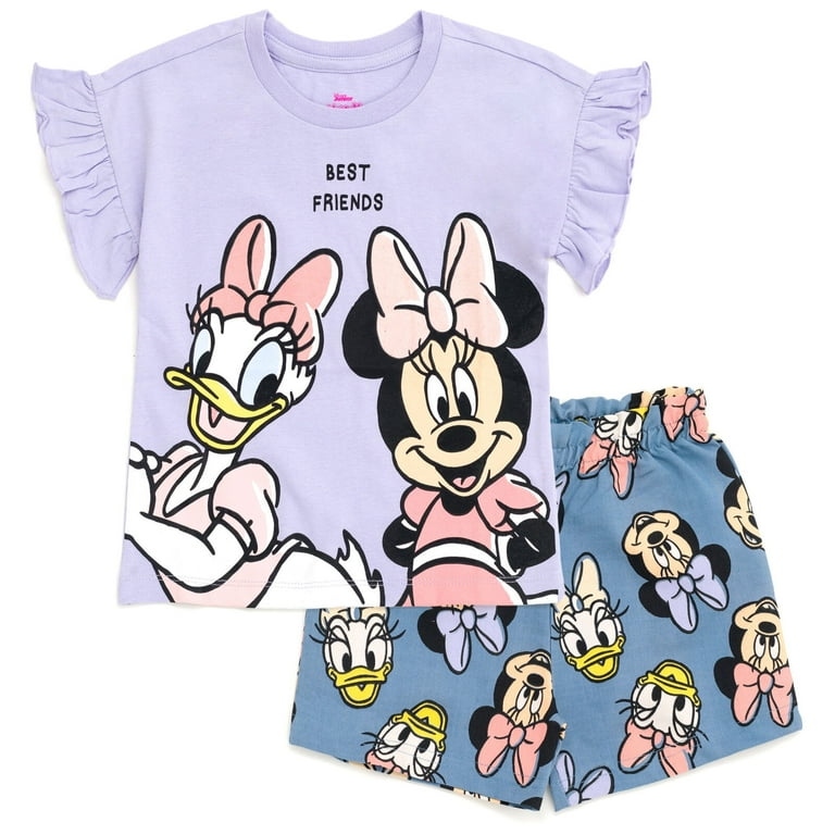 Disney Daisy Duck Minnie Mouse T-Shirt and Chambray Shorts Outfit