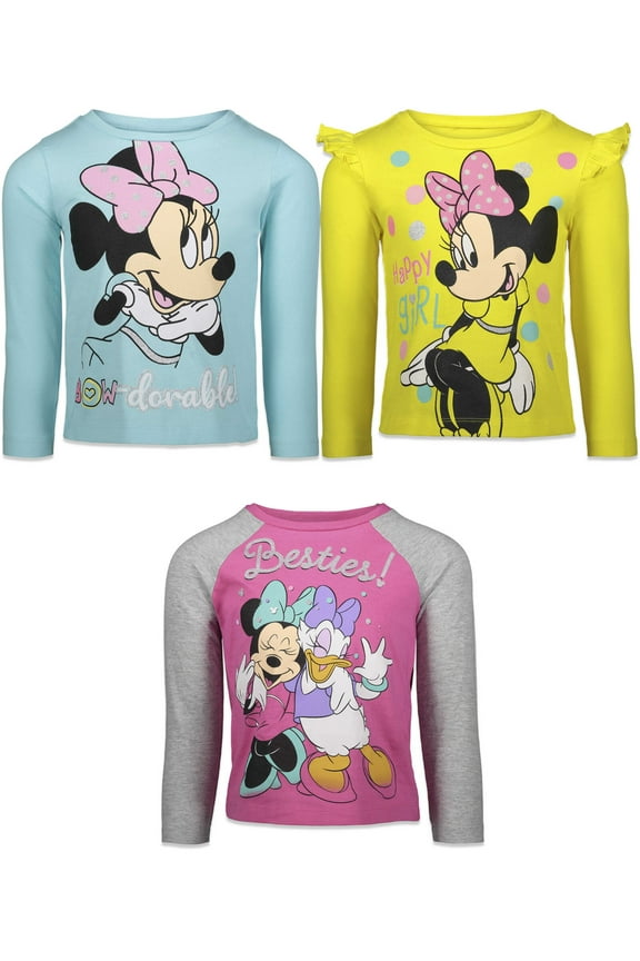 Daisy Duck Minnie Mouse Toddler Girls 3 Pack Long Sleeve T-Shirts Infant to Big Kid