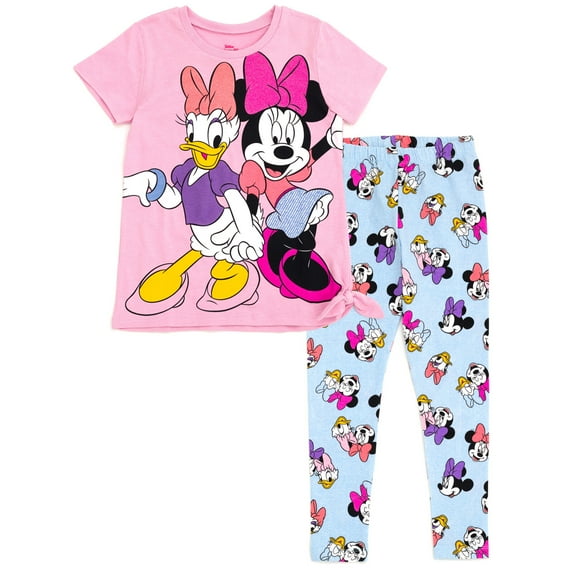 Disney Daisy Duck Minnie Mouse Toddler Girls T-Shirt and Leggings Outfit Set Pink / Blue 3T