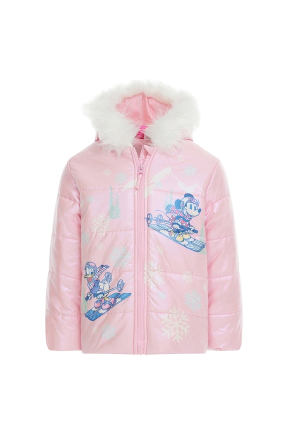 Daisy Duck Minnie Mouse Zip Up Puffer Jacket Toddler to Little Kid