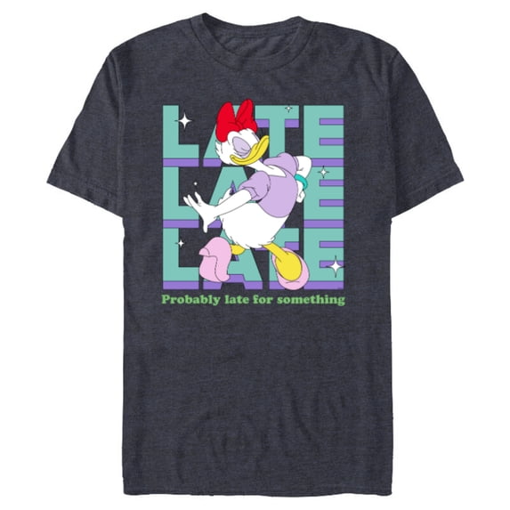 Disney Daisy Duck Probably Late for Something Funny - Short Sleeve Blended T-Shirt for Adults - Customized-Navy Heather
