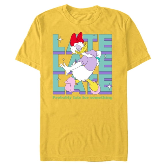 Disney Daisy Duck Probably Late for Something Funny - Short Sleeve Blended T-Shirt for Adults - Customized-Yellow