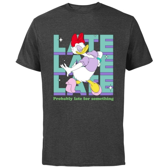 Disney Daisy Duck Probably Late for Something Funny - Short Sleeve Cotton T-Shirt for Adults - Customized-Charcoal