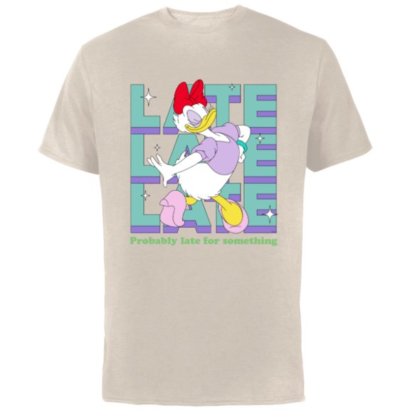 Disney Daisy Duck Probably Late for Something Funny - Short Sleeve Cotton T-Shirt for Adults - Customized-Natural